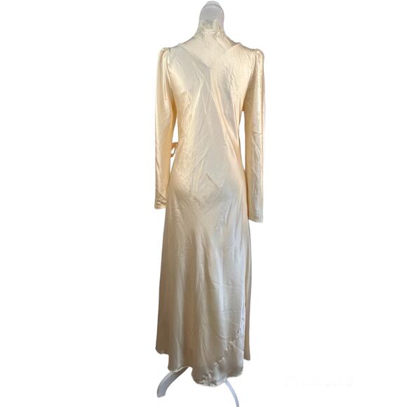 Vintage 70s Lanvin Satin & Lace Night Gown & Robe Set Wedding Bridal Honeymoon - Picture 15 of 15